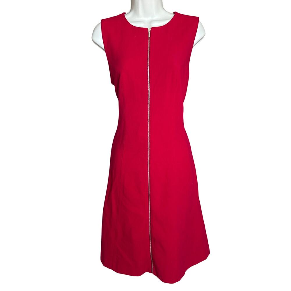 Ann Taylor Red Fit and Flare Zip Front Dress 12